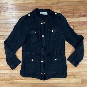 Chico’s Black Linen Utility Jacket